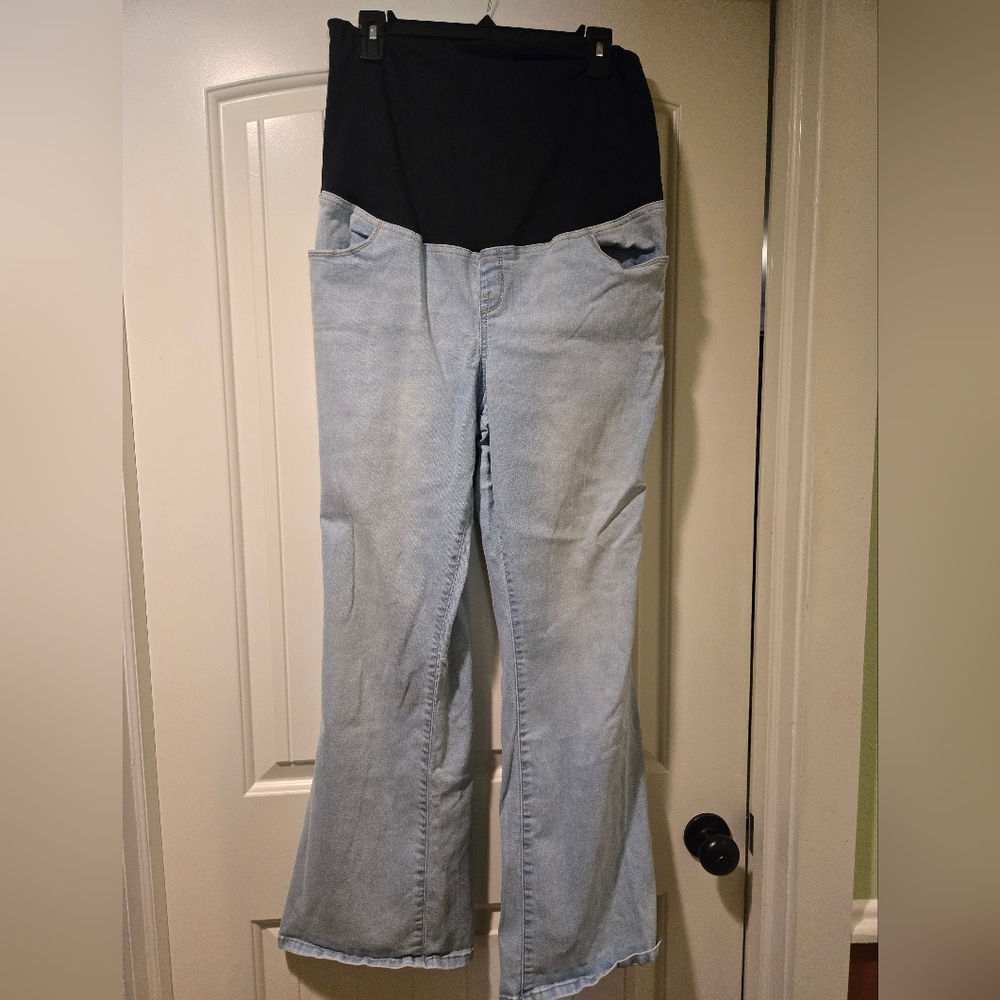 Women's Light Blue Maternity Flare Jeans